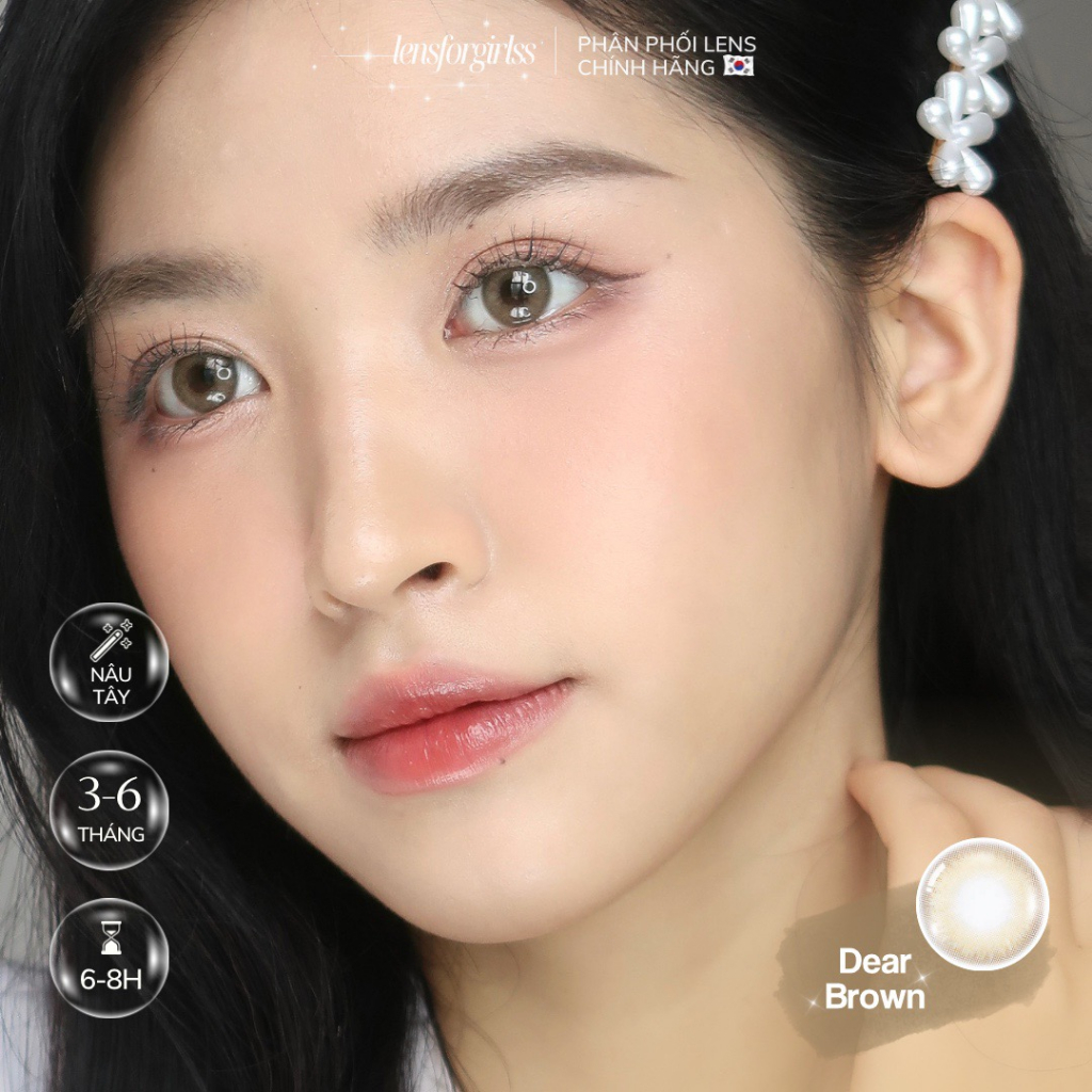 Kính áp tròng nâu sáng ánh kim DEAR BROWN chính hãng Olens | HSD 3-6 tháng | Lens cận | LENSFORGIRLSS
