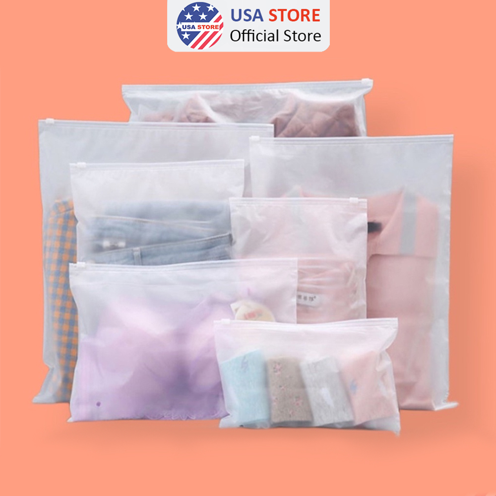 Túi Khóa Zip Cao Cấp Cho Shop Quần Áo - Zipper Lụa Mờ Trắng Có Khóa Kéo - Đựng Đồ Ướt Du Lịch Chống Bụi, Nước