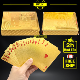 Bộ Bài Tây Mạ Vàng 24K Cao Cấp - Bài Tây 52 Lá Đẹp Chống Nước - Đồ Chơi Trẻ Em BFUN