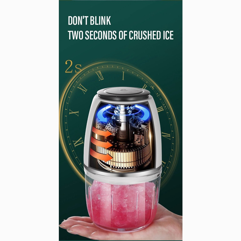 Máy xay đá bào mini Máy làm đá bào nhỏ gia đình Máy xay tự động làm món đá bào/sinh tố/xay tỏi, đá xay 2 giây