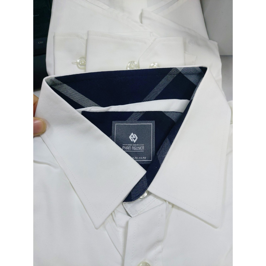 Áo sơ mi trắng dài tay nam Phan Nguyễn, chất liệu vải mềm mại, thoáng mát, form slim fit tôn dáng SMO.001