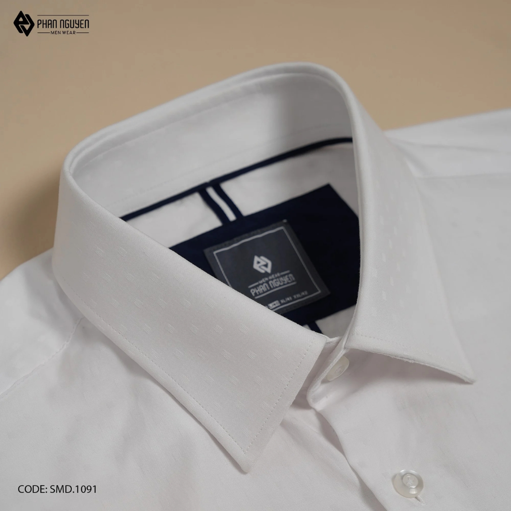 Áo sơ mi trắng dài tay nam Phan Nguyễn, chất liệu vải mềm mại, thoáng mát, form slim fit tôn dáng SMO.001