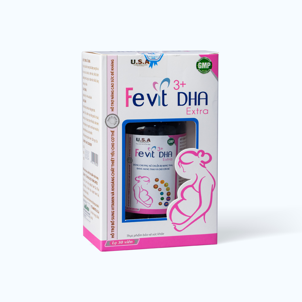 Viên uống bổ bầu Fevit DHA Extra - bổ sung vitamin và khoáng chất cần thiết trước và sau thai kì- Lọ 30 viên Thomsoncare