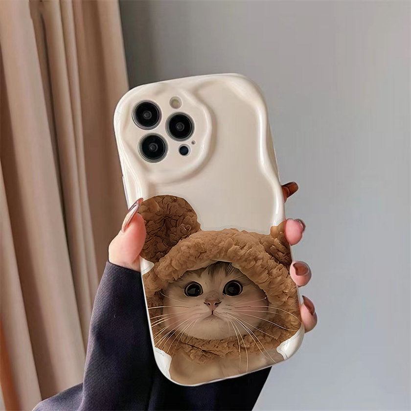 Ốp lưng iphone Viền nổi cạnh sóng Mèo mũ len iphone 6s/6splus/7/7plus/8/8plus/x/11/12/13/14/max/promax sk1069
