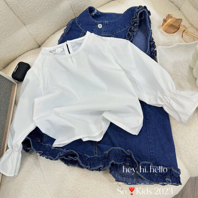 Giá sỉ set váy Rin sát nách phối áo tay nhún thô mềm