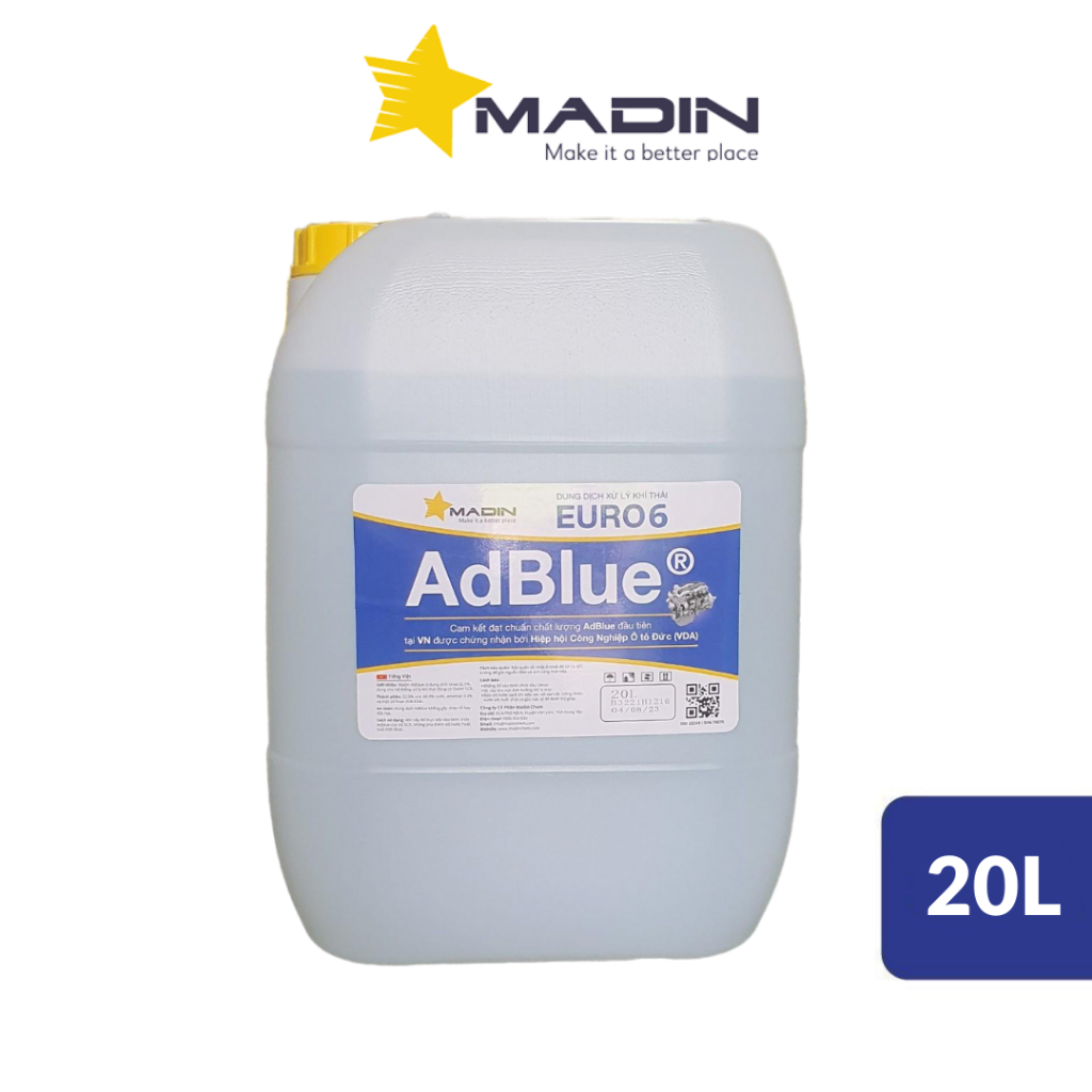 dung dịch xử lý khí thải adblue/DEF/nước urea cho động cơ diesel can 20 lit