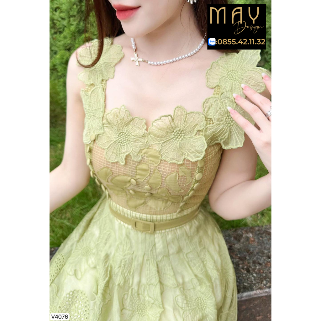 Đầm Thiết Kế MAY RC4076 Chất Liệu Embroidery Nhập Khẩu - Đầm Dự Tiệc Sang Trọng Chuẩn MAY