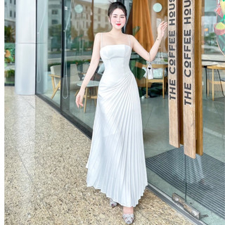 Đầm Thiết Kế 2 Dây Dáng Dài MAY I33 Màu Trắng - Đầm Dự Tiệc Sang Trọng Chuẩn MAY