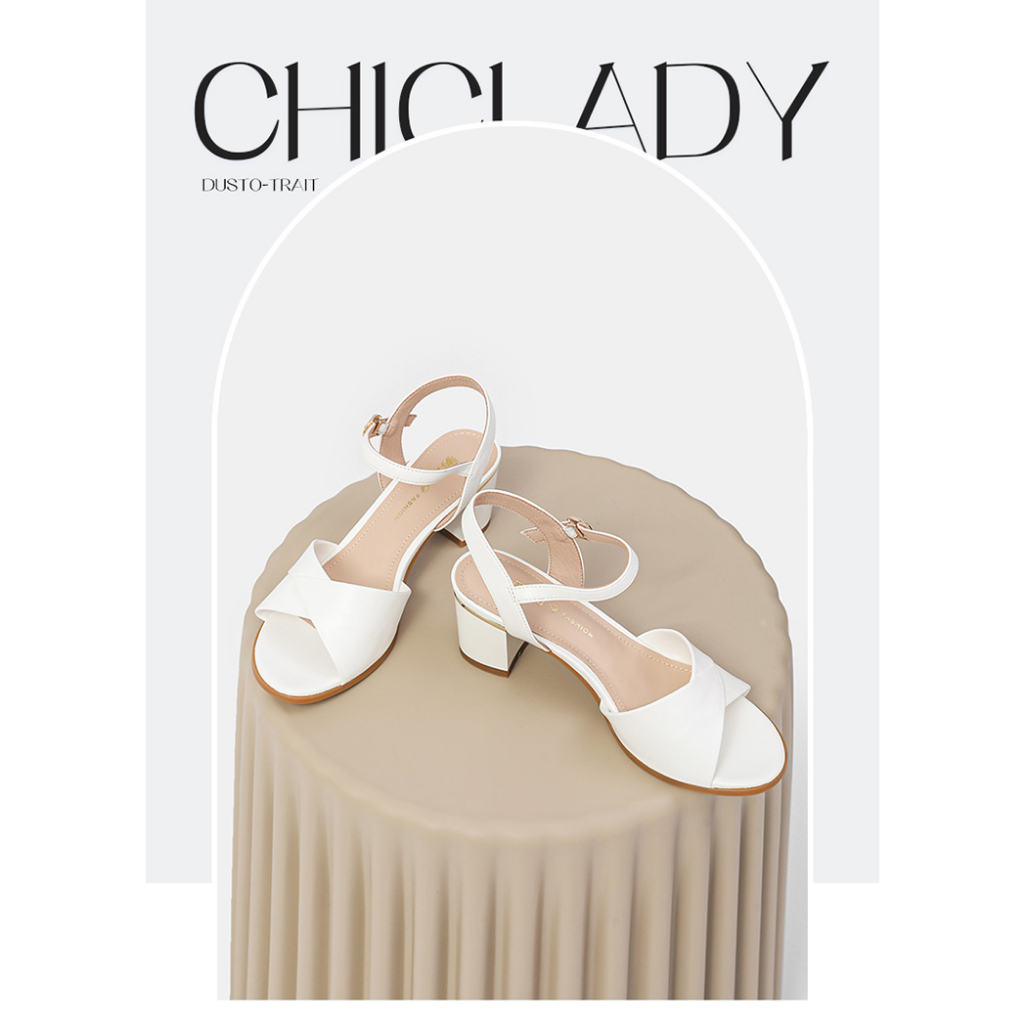 Sandal DUSTO Đơn Giản Màu Trơn Tiện Lợi Từ Khóa Cài Cao Gót 6cm Gót Vuông Thoải Mái.