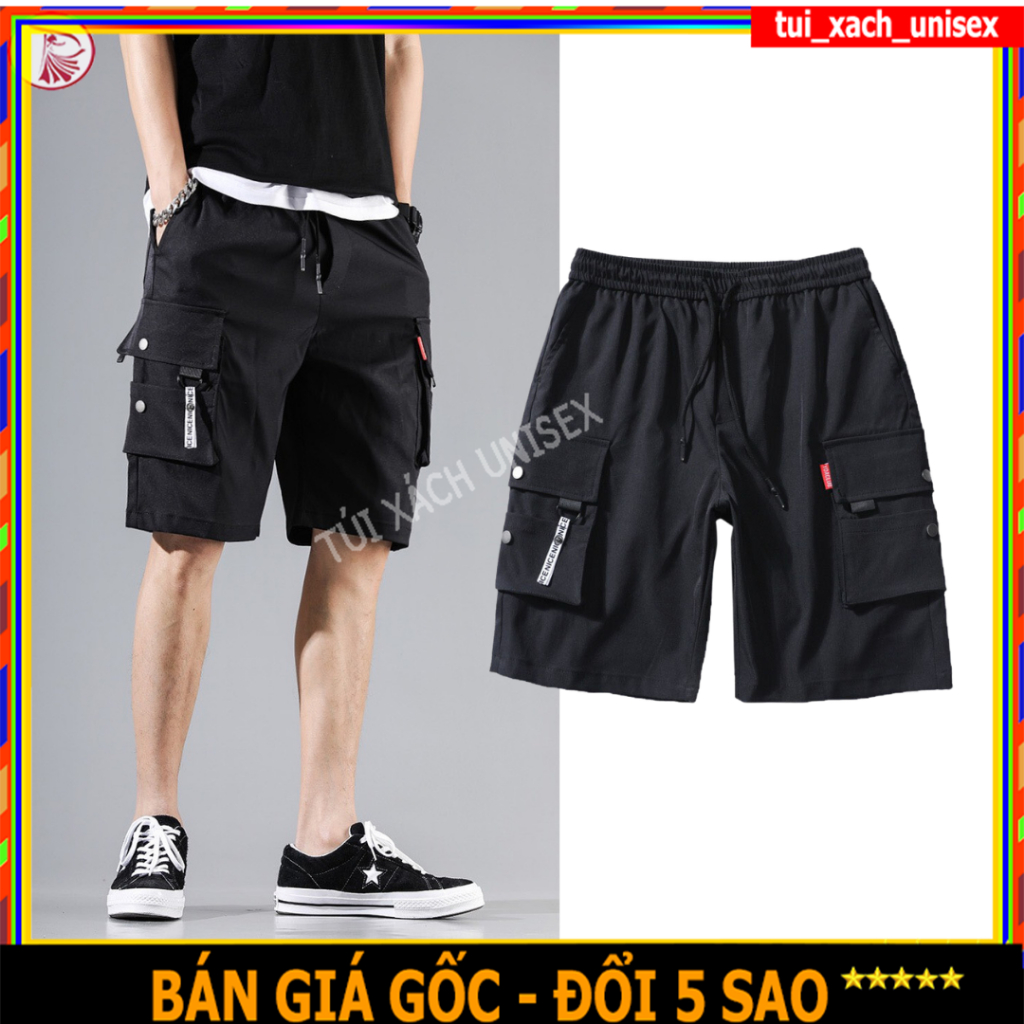 ❤️ GIÁ SỈ ❤️ QUẦN SHORT KAKI NAM NỮ, QUẦN SỌT TÚI HỘP ĐEN KHÓA TÚI ĐỌC ĐÁO, QUẦN LỮNG TÚI HỘP ( kèm khuyên )