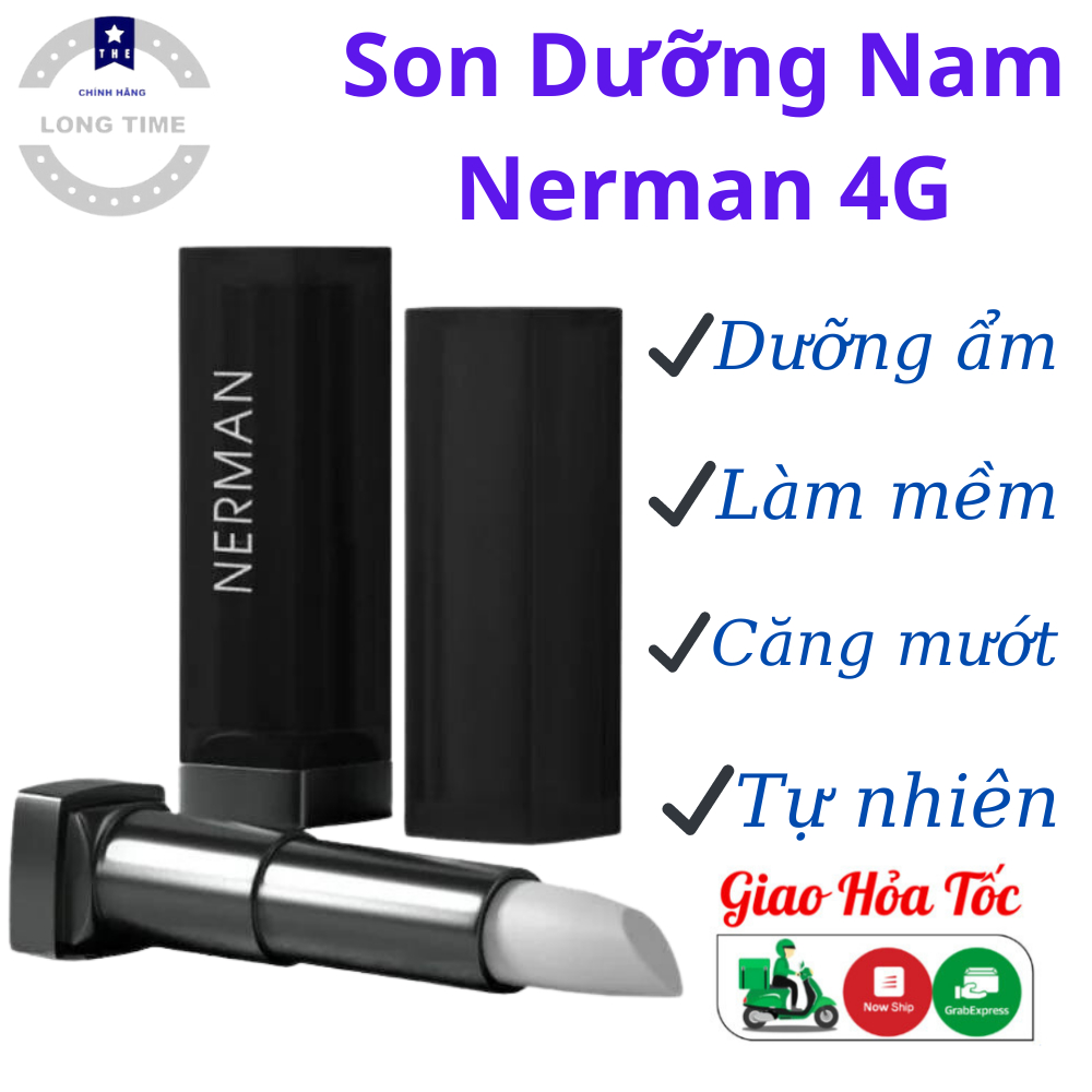 Son Dưỡng Môi Nam Nerman Black 2 In 1 4G Son Dưỡng Ẩm Màu Sắc Tự Nhiên Ngừa Thâm Môi Giảm Tình Trạng Khô Nứt Nẻ Môi