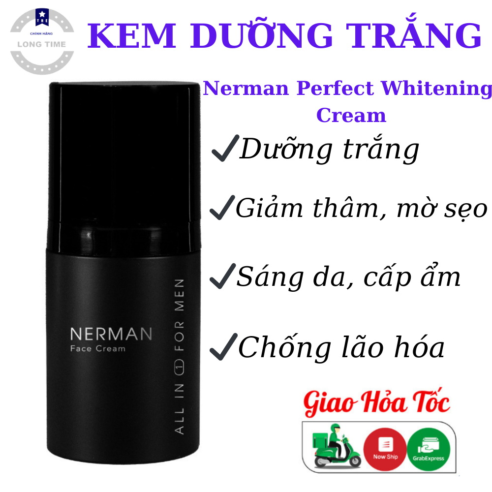 Kem Dưỡng Trắng Da Mặt Nam Nerman Perfect Whitening Cream 50g, Dưỡng Ẩm, Phục Hồi Da, Chống Lão Hóa