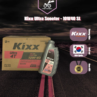 Thùng 12 chai nhớt xe ga bán tổng hợp kixx ultra scooter 10w40 api sl 800ml/1l