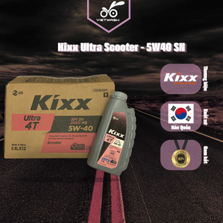 Thùng 12 chai nhớt xe ga tổng hợp toàn phần kixx ultra scooter 5w40 api sn 800ml