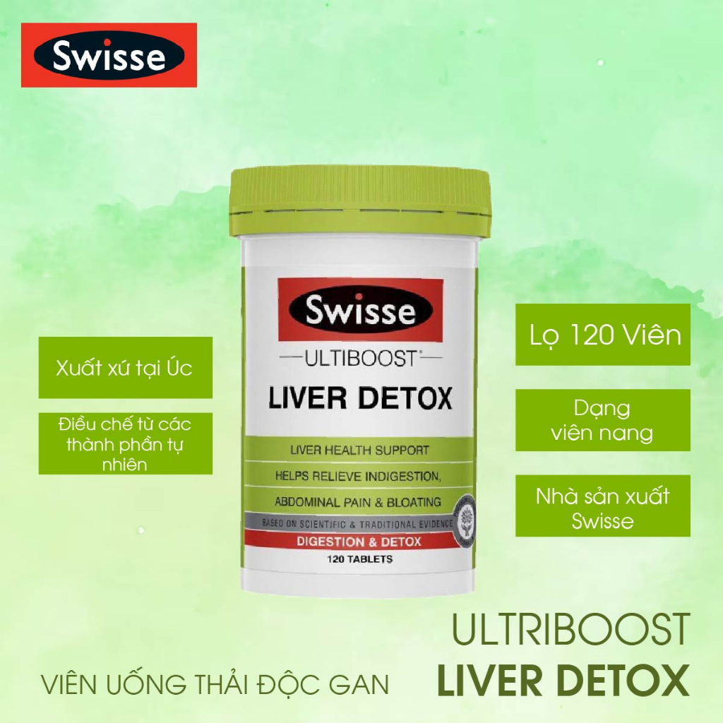 Thải Độc Gan Swisse Liver Detox 120 viên giúp hỗ trợ và tăng cường chức năng gan, phòng ngừa các bệnh liên quan đến gan