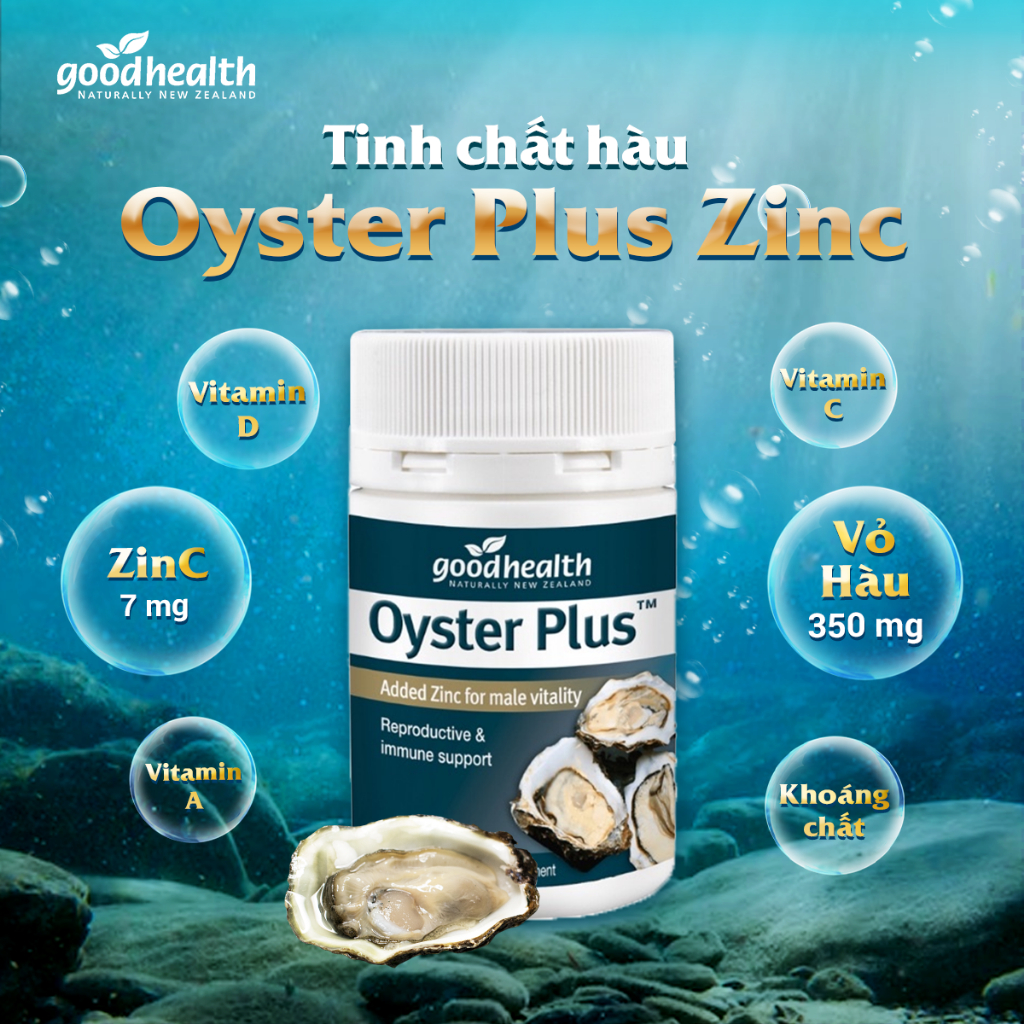 Tinh chất hàu Oyster Plus Zinc Goodhealth 60 tăng cường sức khỏe và sinh lý nam, hỗ trợ vô sinh, hiếm muộn cho nam giới