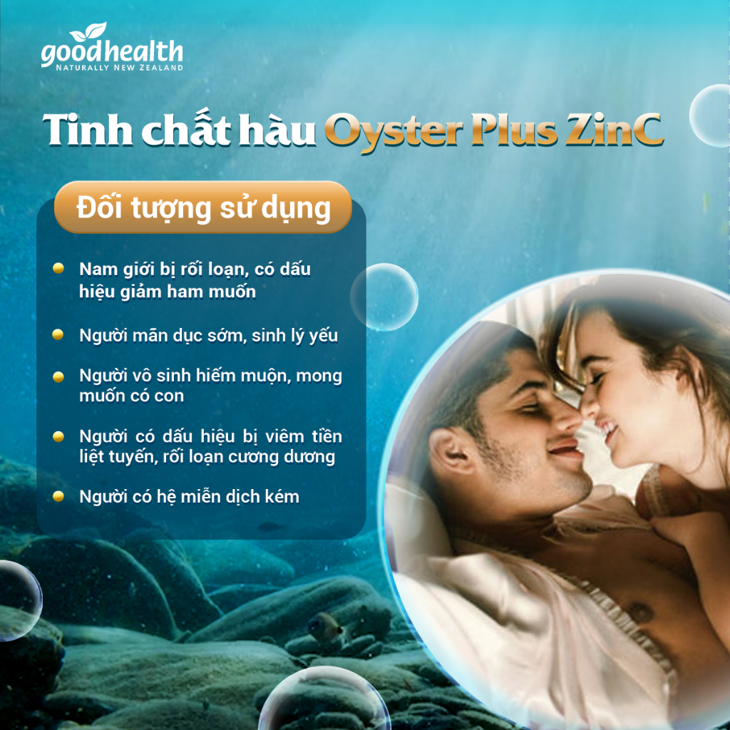 Tinh chất hàu Oyster Plus Zinc Goodhealth 60 tăng cường sức khỏe và sinh lý nam, hỗ trợ vô sinh, hiếm muộn cho nam giới