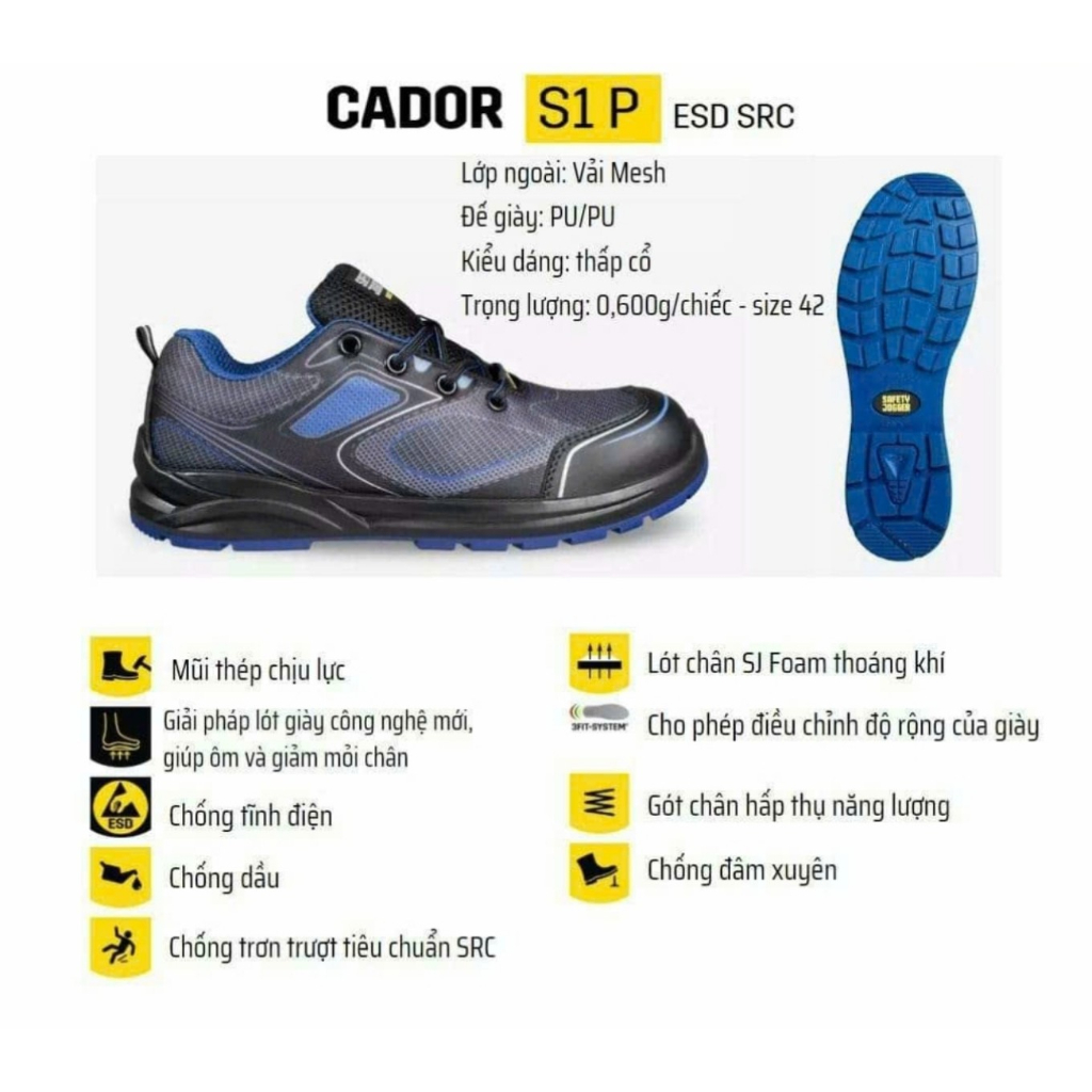 Giày bảo hộ lao động safety jogger CADOR