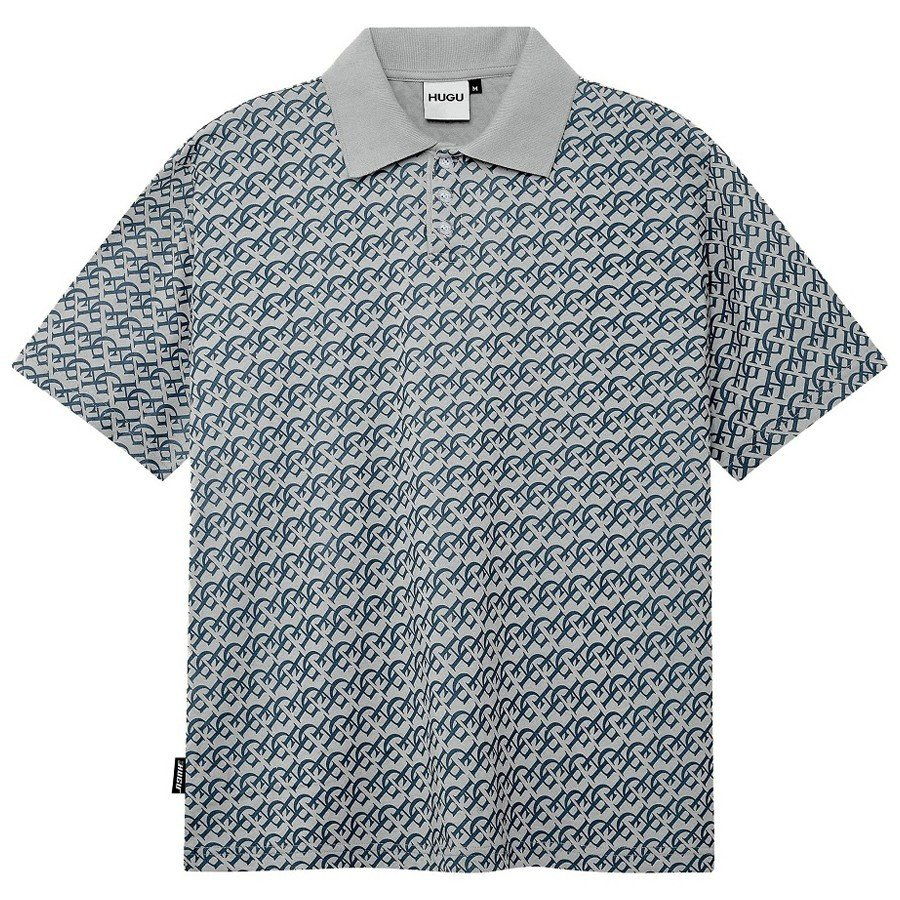 Áo polo nam vải cá sấu bốn chiều họa tiết độc đáo MONOGRAM POLO chính hãng HUGU - nhiều màu, form rộng