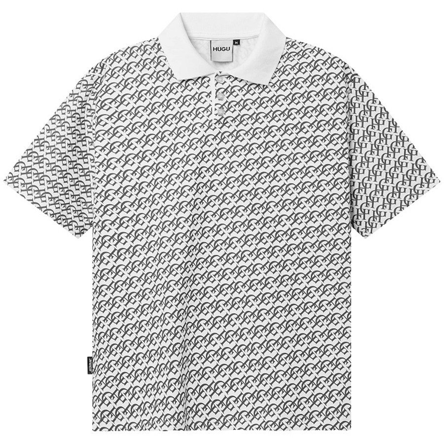Áo polo nam vải cá sấu bốn chiều họa tiết độc đáo MONOGRAM POLO chính hãng HUGU - nhiều màu, form rộng