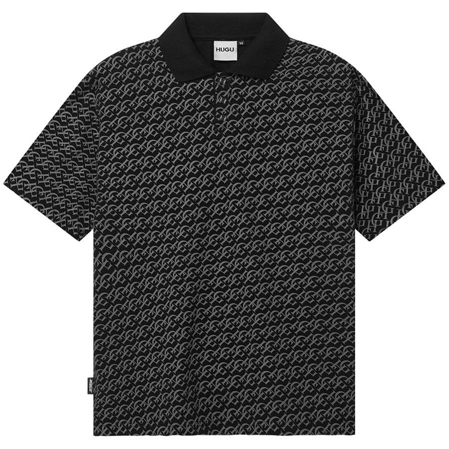Áo polo nam vải cá sấu bốn chiều họa tiết độc đáo MONOGRAM POLO chính hãng HUGU - nhiều màu, form rộng