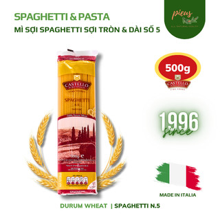 Mì ý sợi tròn dài số 3/ số 5 Spaghetti Castello 500g - Mì spaghetti pasta nguyên liệu nấu ăn | Pieus