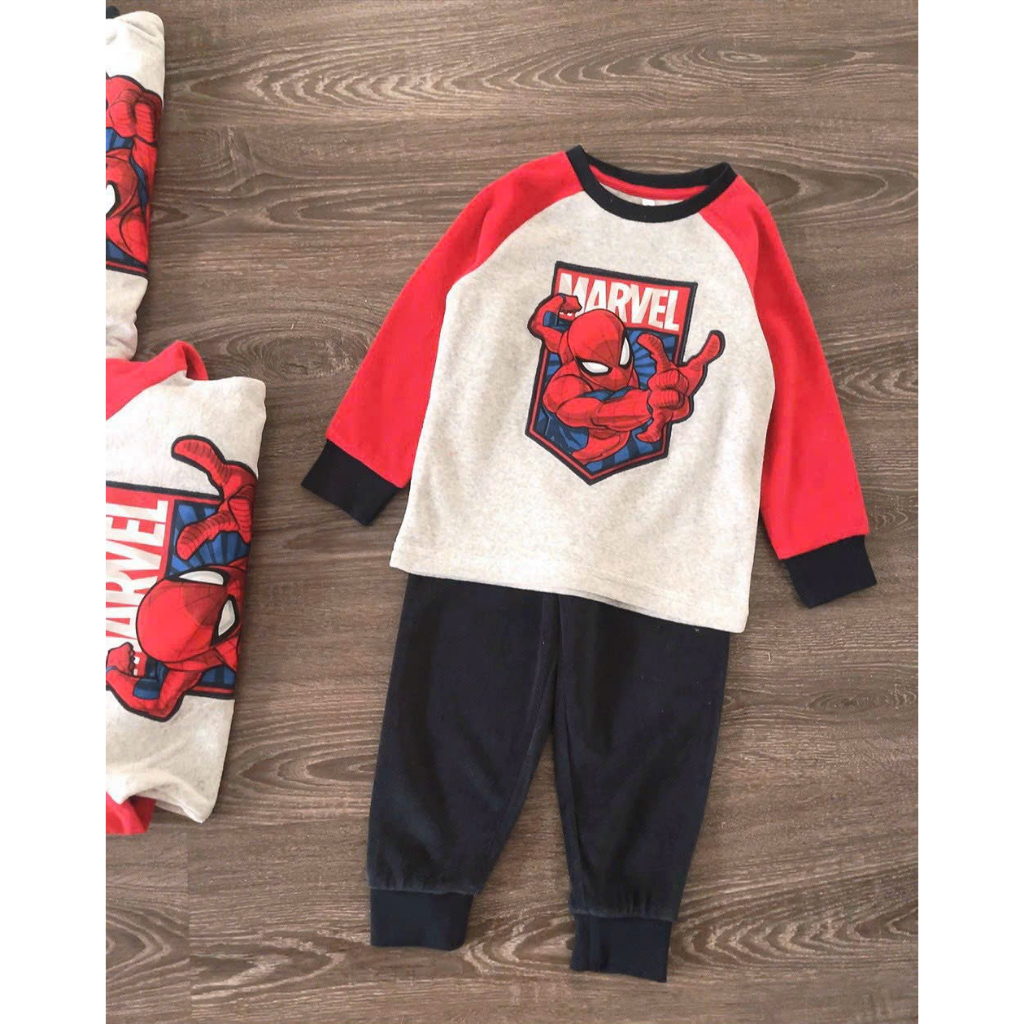 Bộ Dài Tay Cotton In Hình Siêu Nhân Marvel Cho Bé Trai Co Giãn Thoải Mái Mặc Đi Học, Đi Chơi