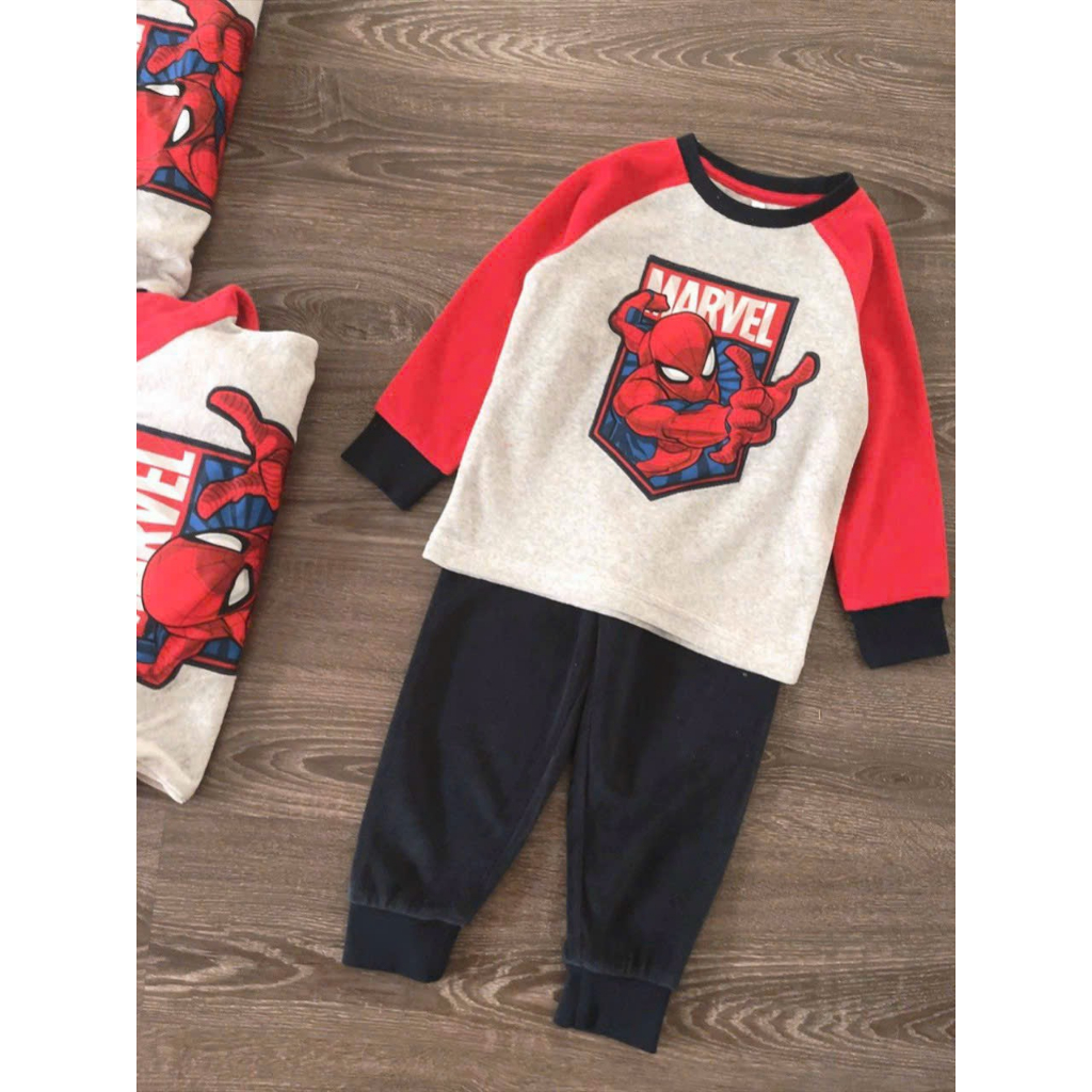 Bộ Dài Tay Cotton In Hình Siêu Nhân Marvel Cho Bé Trai Co Giãn Thoải Mái Mặc Đi Học, Đi Chơi