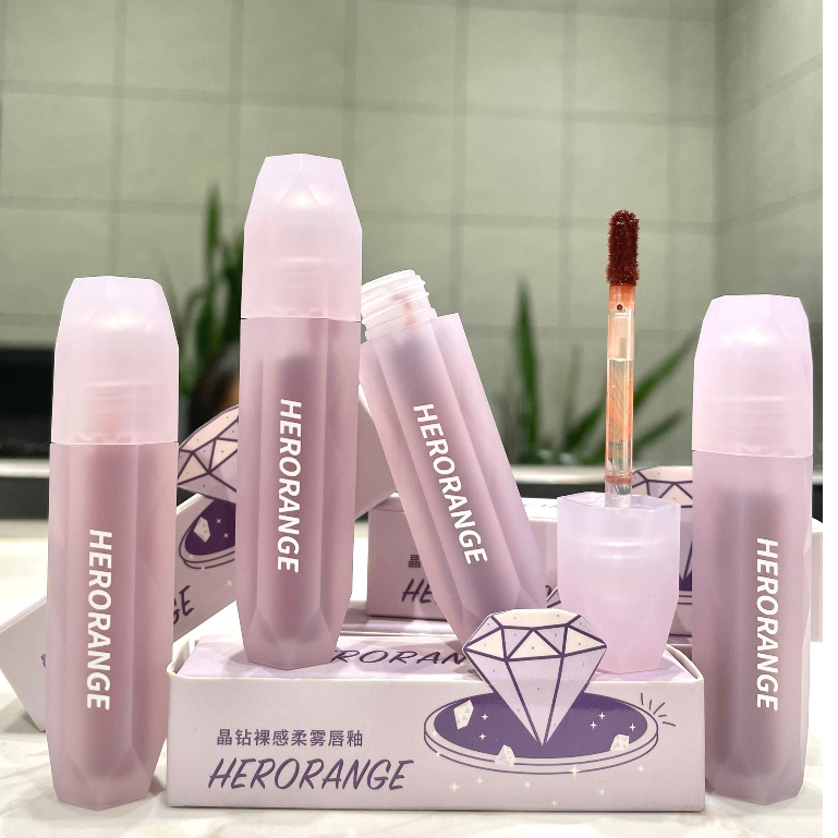 Son kem HERORANGE Diamond Velvet hiệu ứng tráng gương mềm mịn môi chính hãng Nội địa Trung