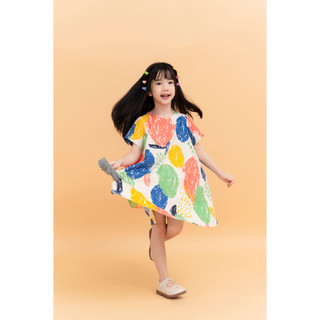 Đầm dự tiệc LEAH babydoll dáng xoè cộc tay thô in hoa xinh xắn cho bé từ 3,4,5,6,7,8,9,10 tuổi - Naomi dress