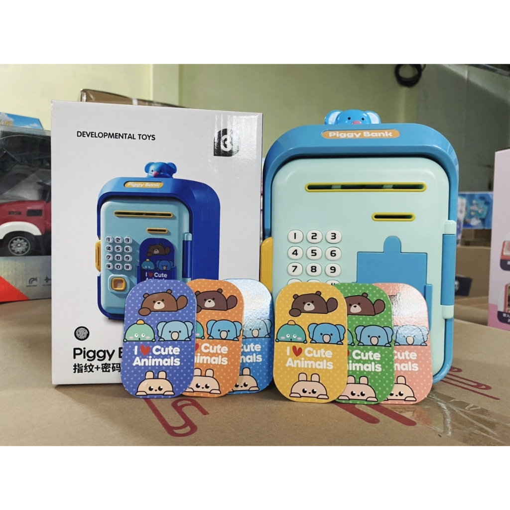 Đồ chơi két sắt mini sử dụng mật khẩu, vân tay, đồ chơi két sắt tiết kiệm, máy ATM cho trẻ