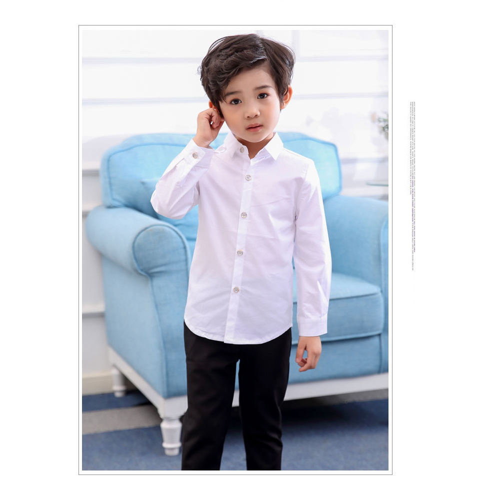 Áo sơ mi trắng dài tay ngắn tay cho bé trai