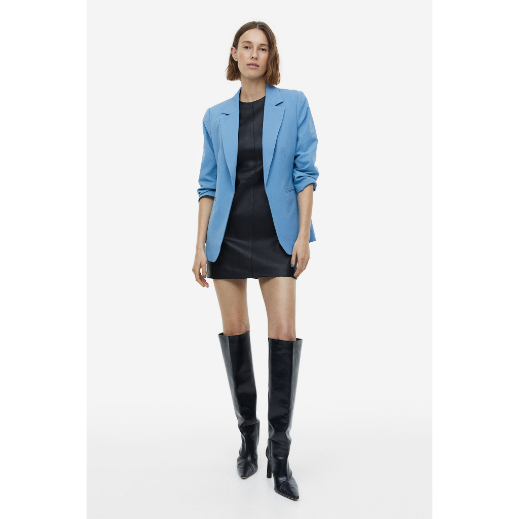 H&M Đức - Áo khoác blazer tay lửng có lót vest xanh dương sale auth new tag cao cấp có sẵn chính hãng 1038808004