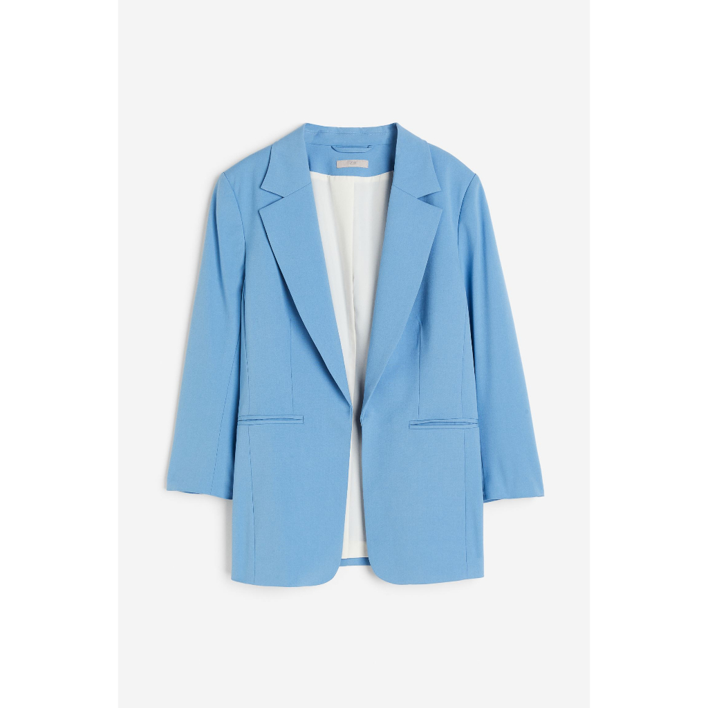 H&M Đức - Áo khoác blazer tay lửng có lót vest xanh dương sale auth new tag cao cấp có sẵn chính hãng 1038808004