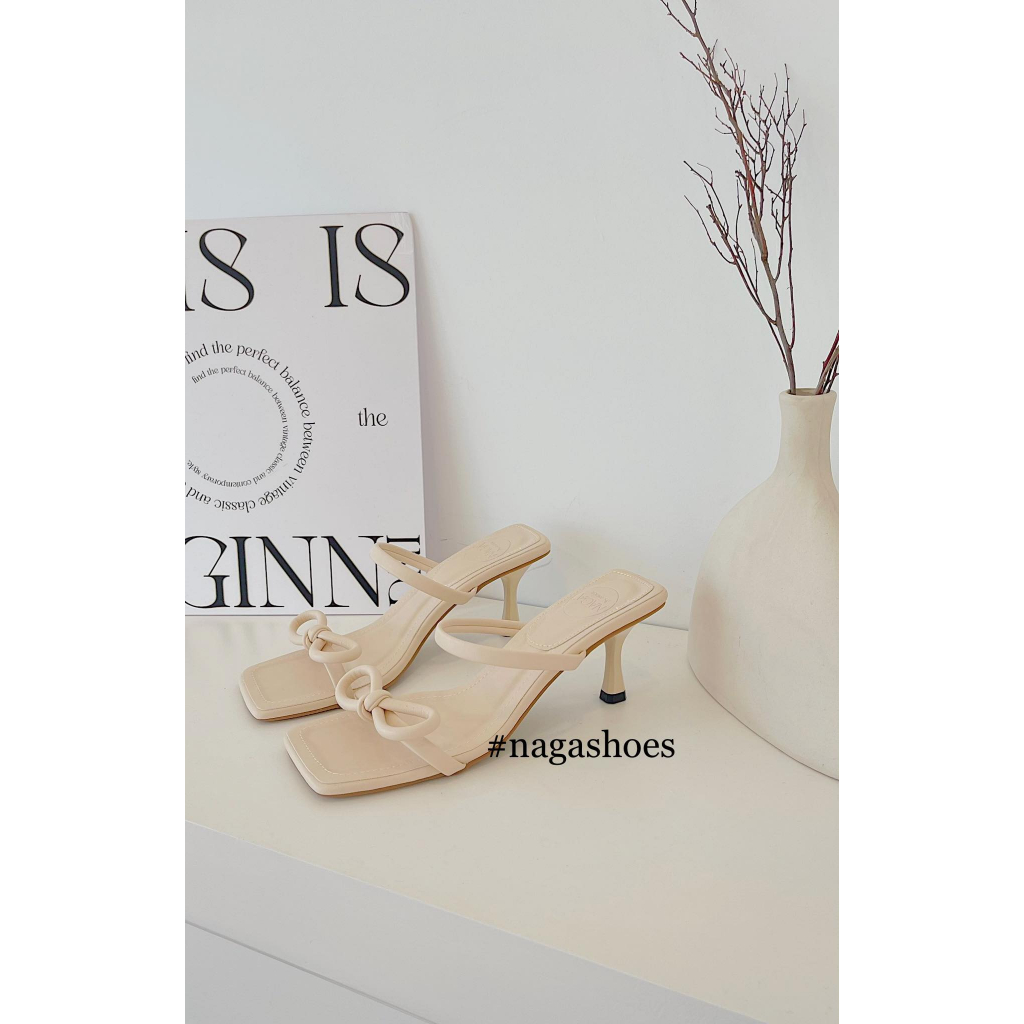 DÉP NAGASHOES HAI QUAI NGANG THẮT NƠ 7CM NAD265