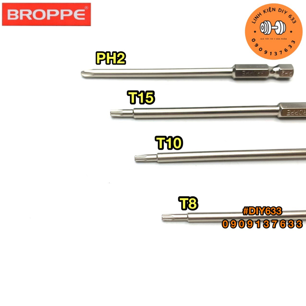 Mũi vít hoa thị, lục giác bông Broppe dài 100mm, chọn phân loại