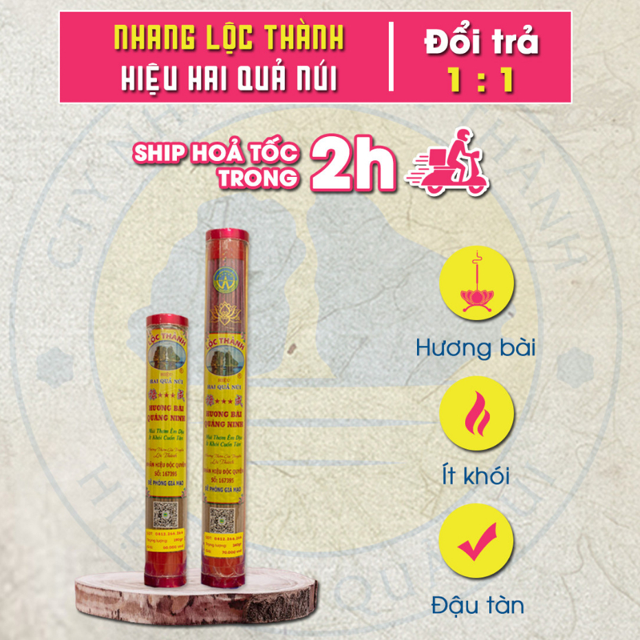 Nhang Lộc Thành Ống 30cm - 40cm - Mùi hương bài ít khói đậu tàn