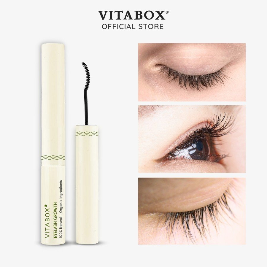 Mascara dưỡng mi và lông mày VITABOX - thành phần tự nhiên từ dầu dừa, castor, jojoba, argan, giúp mi dài dày cong - 5mL