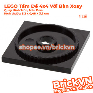 [1 Cái] LEGO Tấm Đế 4x4 Với Bàn Xoay Quay Hình Tròn, Màu Đen ID 4517986 61485