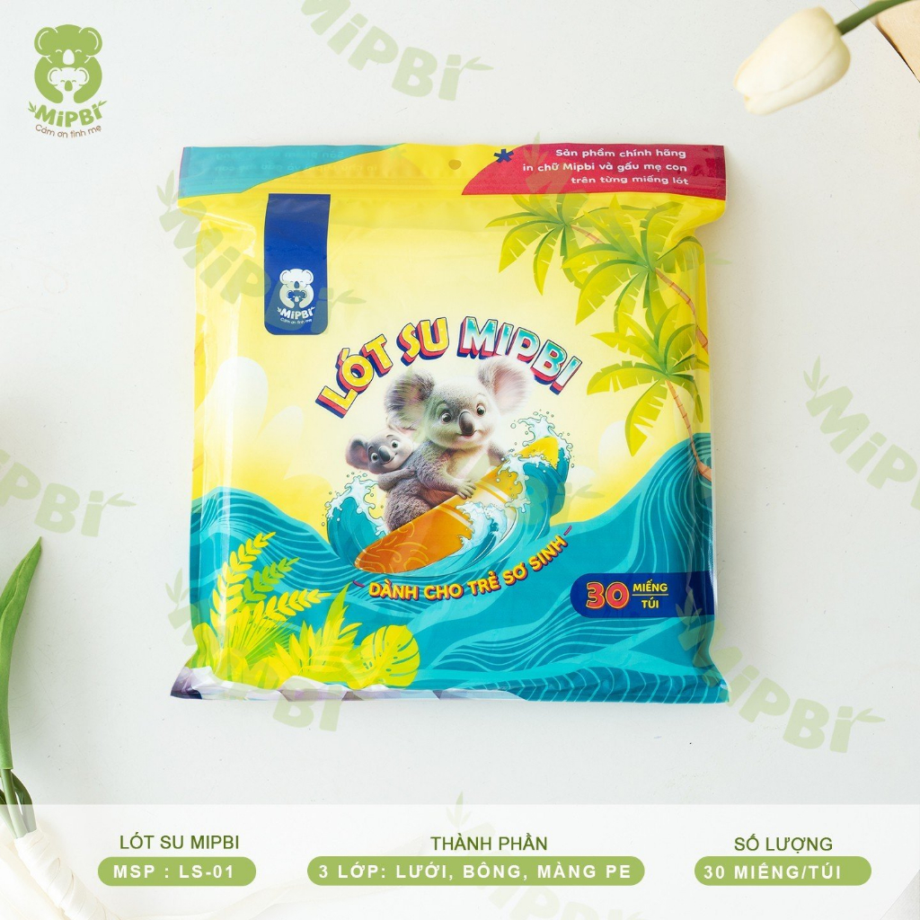 Miếng lót xu Mipbi dành cho trẻ sơ sinh SIÊU MỀM MẠI gói 30 miếng
