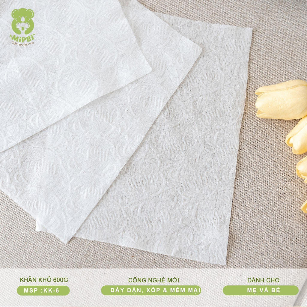 Khăn vải khô Mipbi 600g ❎ CÓ TEM CHỐNG HÀNG GIẢ❎ Giấy khô đa năng Mipbi làm từ vải không dệt an toàn cho bé