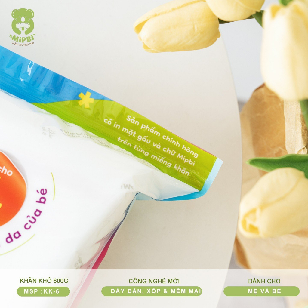 Khăn vải khô Mipbi 600g ❎ CÓ TEM CHỐNG HÀNG GIẢ❎ Giấy khô đa năng Mipbi làm từ vải không dệt an toàn cho bé