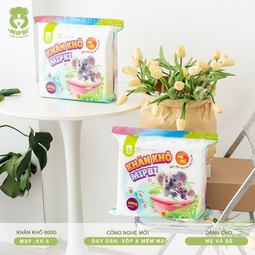 Khăn vải khô Mipbi 600g ❎ CÓ TEM CHỐNG HÀNG GIẢ❎ Giấy khô đa năng Mipbi làm từ vải không dệt an toàn cho bé