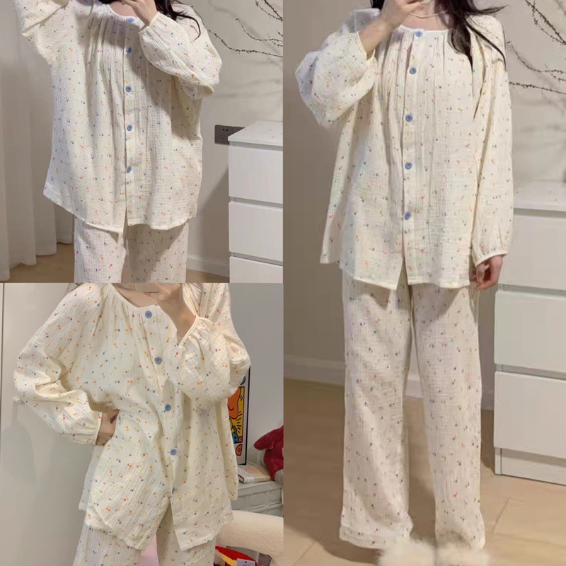 𝐚𝐬𝐡𝐞𝐱𝐢𝐧𝐜𝐡𝐚𝐨: pyjama, bộ dài mặc nhà muslin dáng suông rộng