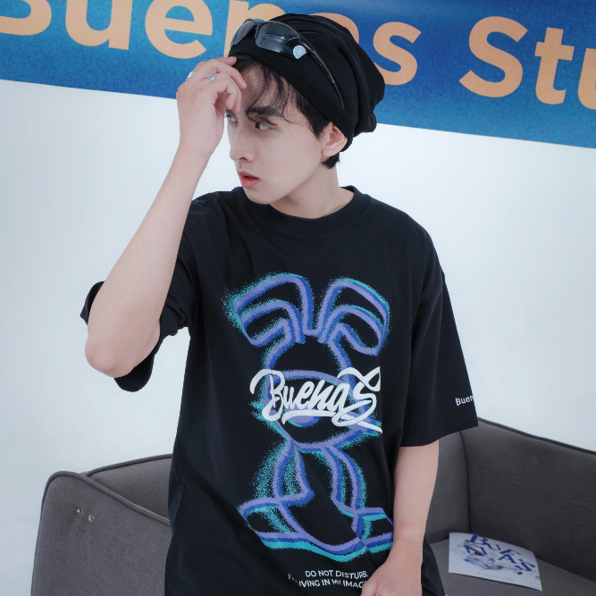 Áo thun local brand oversize unisex hình in charm chữ nổi BUENAS - BRT02