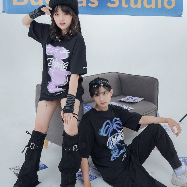 Áo thun local brand oversize unisex hình in charm chữ nổi BUENAS - BRT02