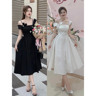 Đầm dự tiệc dáng dài nơ đính đá thướt tha CHARLET DRESS