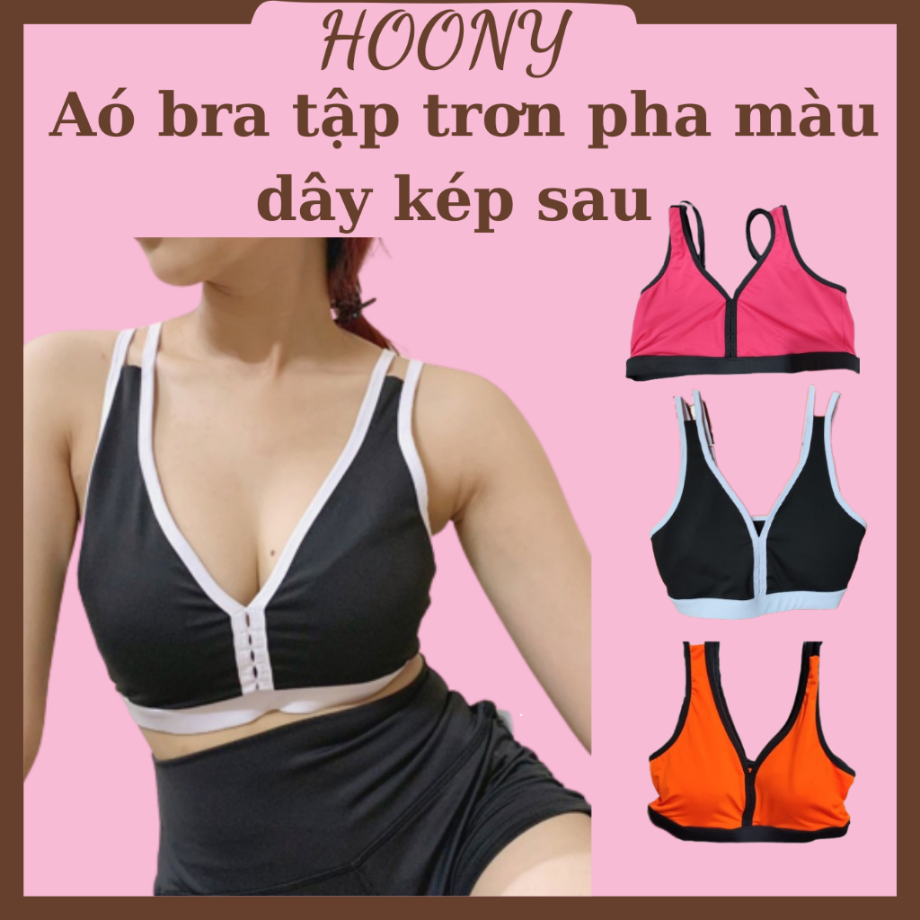 AOs bra tập gym,yoga, aerobic trơn pha màu hai dây kép cho nữ HOONY