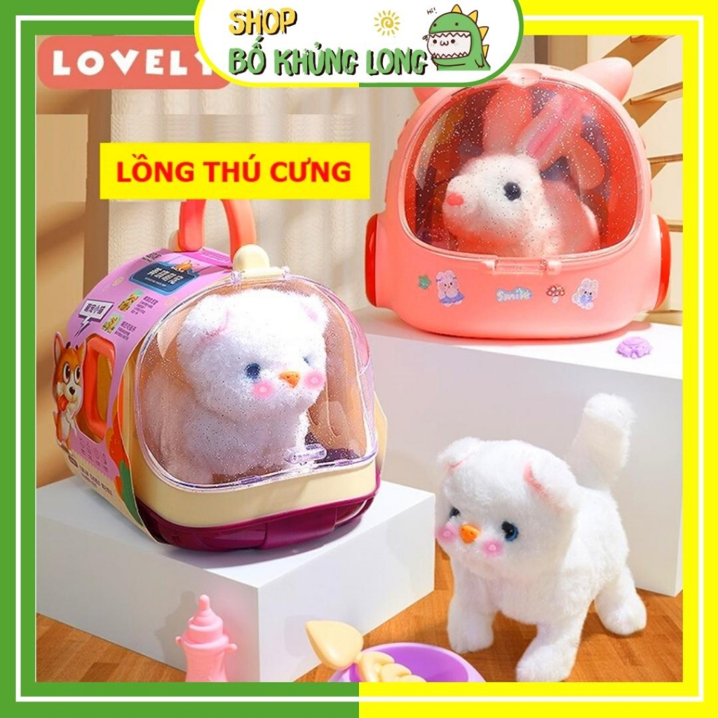 Đồ chơi Lồng Mèo Lồng Thỏ Cho Bé Chăm Sóc Thú Cưng Mèo Bibi Biết Đi Biết Kêu Qùa Tặng Sinh Nhật Cho Bé - BỐ KHỦNG LONG
