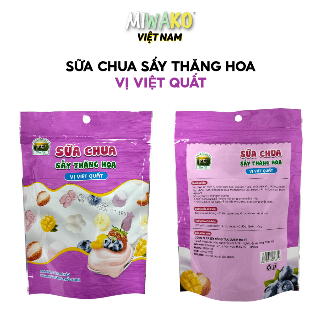 Sữa Chua Sấy Thăng Hoa Ba Vì Gồm 3 Vị Hoa Quả Cho Bé Từ 10 Tháng Ăn Dặm Bổ Dưỡng Giúp Bé Phát Triển Trí Não